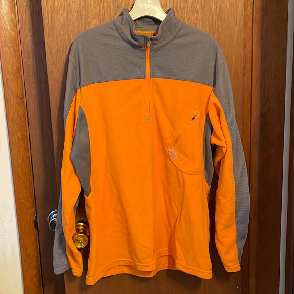 Vintage Nike Sphere Thermal Fleece Pullover Run Sweatshirt 1/4 Zip Orange Gray L